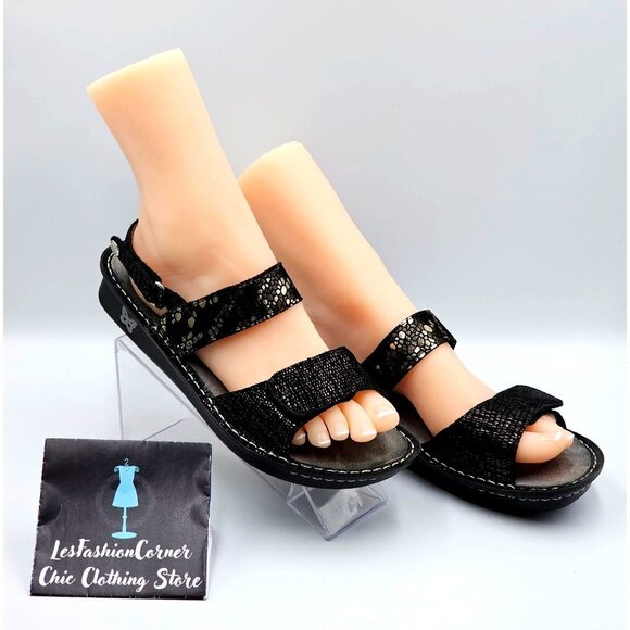 Alegria Womens Black Metallic Detailing Leather Verona Pewter Mosaic Sz 8.5 2319 - Picture 4 of 16